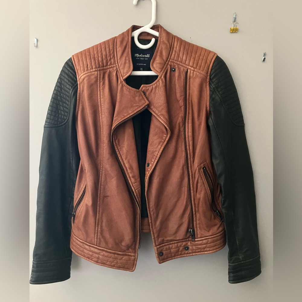 Madewell Women's Brown and Black Leather Jacket